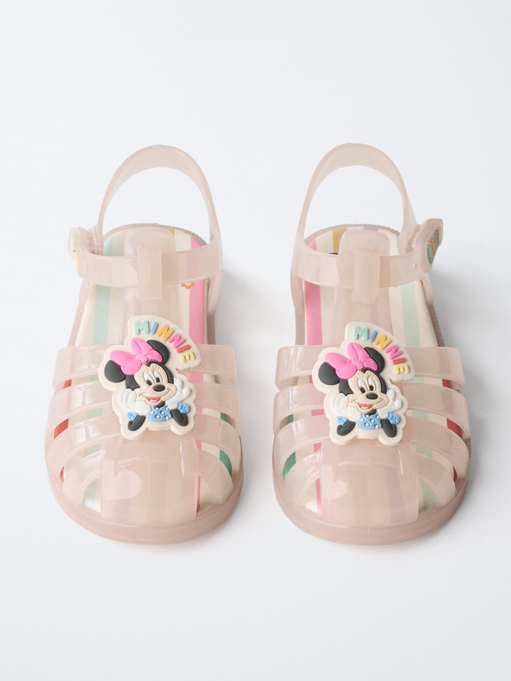 Disney x Zara Minnie Mouse fisherman sandals Rubber soles Adhesive strap closure